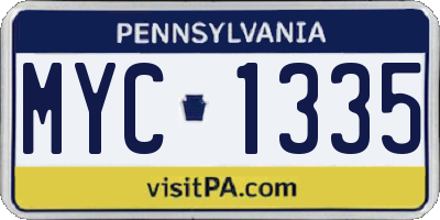PA license plate MYC1335
