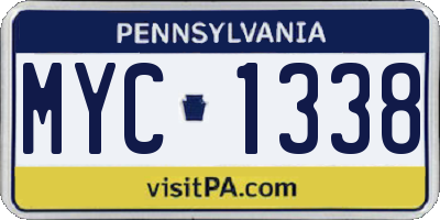 PA license plate MYC1338