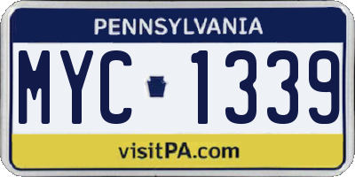 PA license plate MYC1339