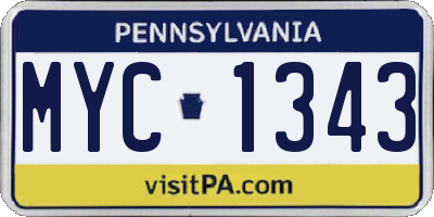 PA license plate MYC1343