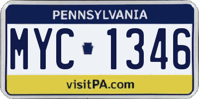 PA license plate MYC1346