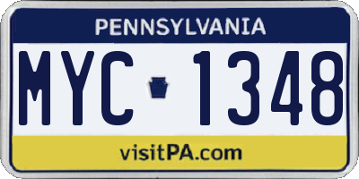 PA license plate MYC1348