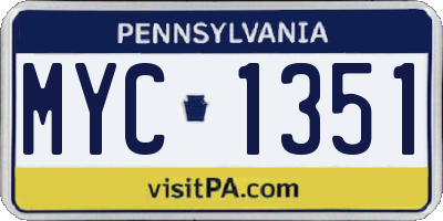 PA license plate MYC1351