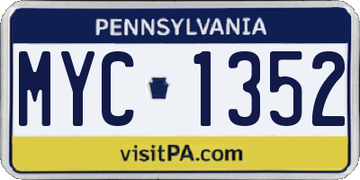 PA license plate MYC1352