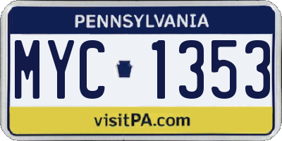 PA license plate MYC1353