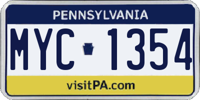 PA license plate MYC1354