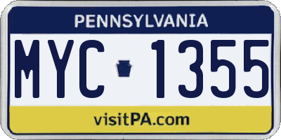 PA license plate MYC1355