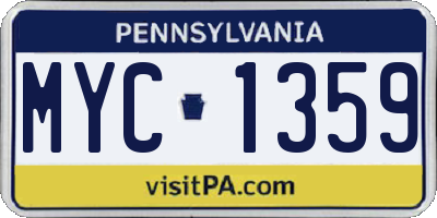 PA license plate MYC1359