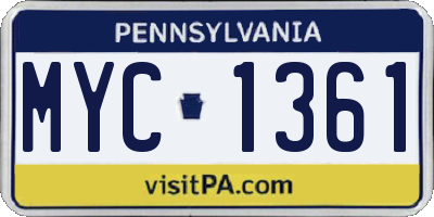PA license plate MYC1361