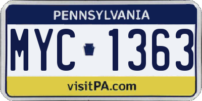 PA license plate MYC1363