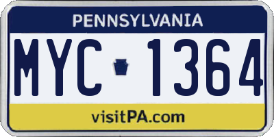 PA license plate MYC1364
