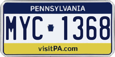 PA license plate MYC1368