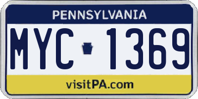 PA license plate MYC1369