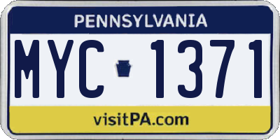 PA license plate MYC1371
