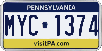 PA license plate MYC1374