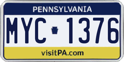 PA license plate MYC1376