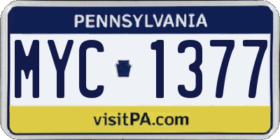 PA license plate MYC1377