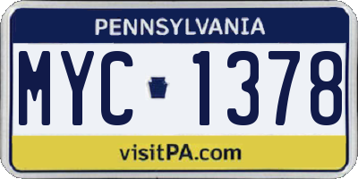 PA license plate MYC1378
