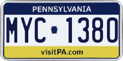 PA license plate MYC1380