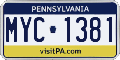 PA license plate MYC1381