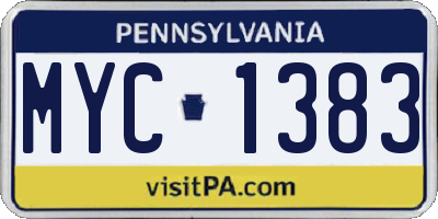PA license plate MYC1383