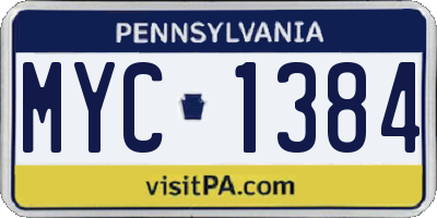 PA license plate MYC1384