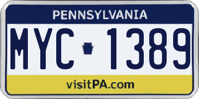 PA license plate MYC1389