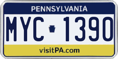 PA license plate MYC1390