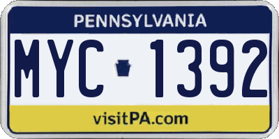 PA license plate MYC1392