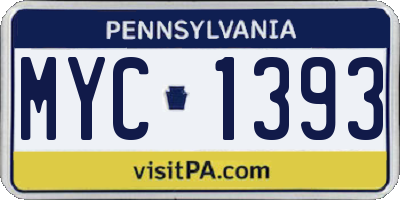 PA license plate MYC1393