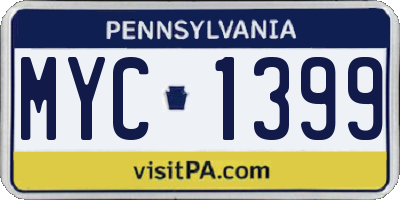 PA license plate MYC1399