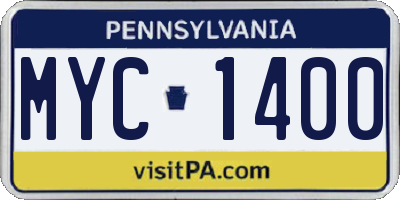 PA license plate MYC1400