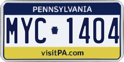 PA license plate MYC1404