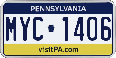 PA license plate MYC1406