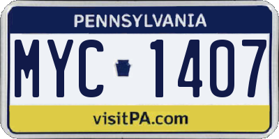 PA license plate MYC1407