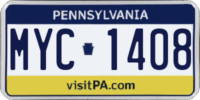 PA license plate MYC1408