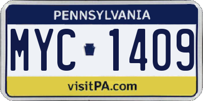 PA license plate MYC1409