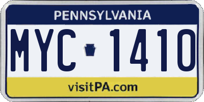 PA license plate MYC1410