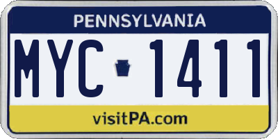 PA license plate MYC1411