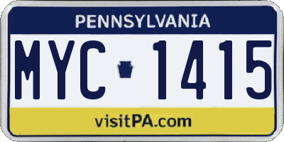 PA license plate MYC1415