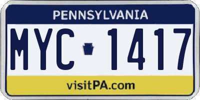 PA license plate MYC1417