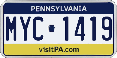 PA license plate MYC1419