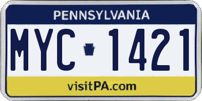 PA license plate MYC1421
