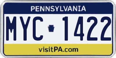 PA license plate MYC1422