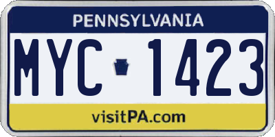 PA license plate MYC1423