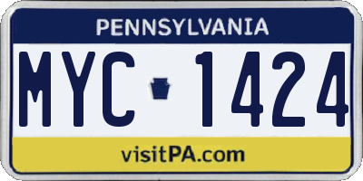 PA license plate MYC1424