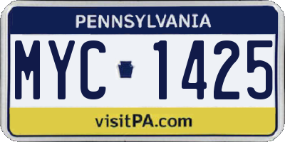 PA license plate MYC1425