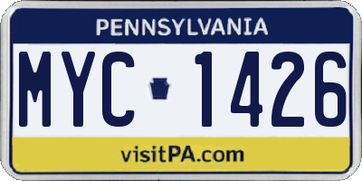 PA license plate MYC1426