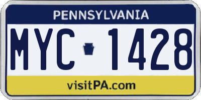 PA license plate MYC1428
