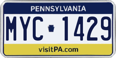 PA license plate MYC1429